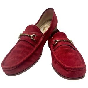 Sam Edelman Talia Suede Gold Horse Bit Loafers Burgundy Womens Size 8.5 M